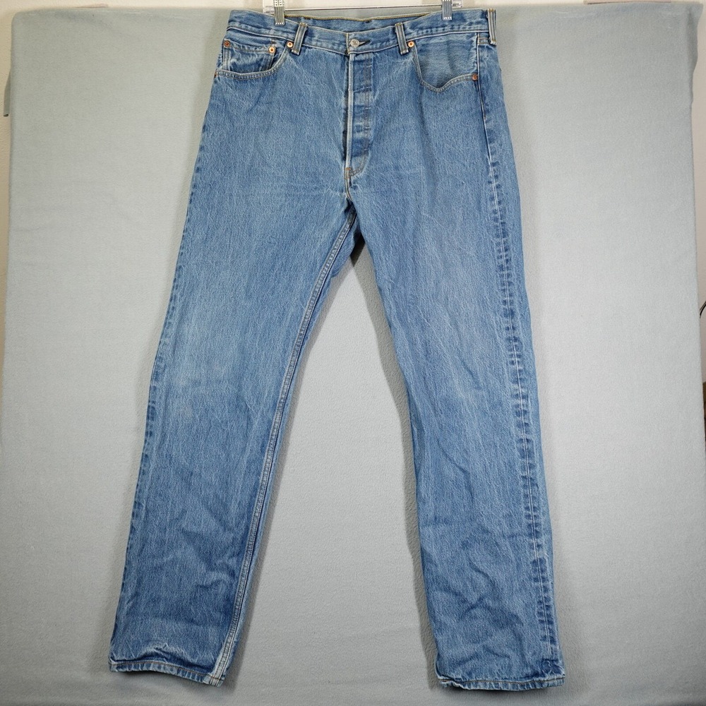 Levi's Jeans Mens 40x38 Blue 501 Straight Fit Denim Pants Button Fly Classic
